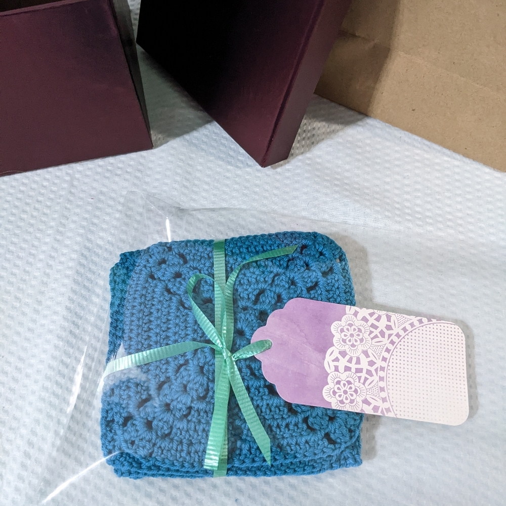 NEW Coasters Set of 4 Simplicity Turquoise Crochet HANDCRAFTED GIFT